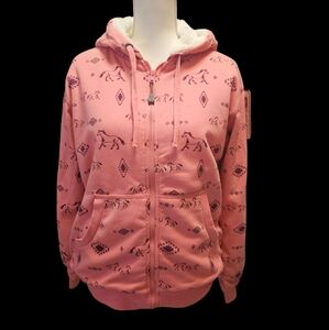 Womens sherpa-lined zip up front hooded sweatshirt